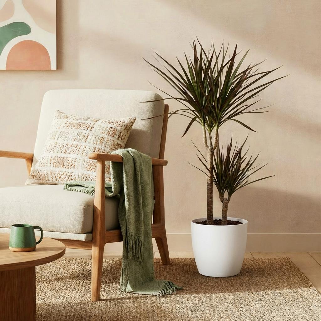Dracaena Magenta - Drakenbloedboom - incl. pot wit - pot 21cm - hoogte 90-100cm