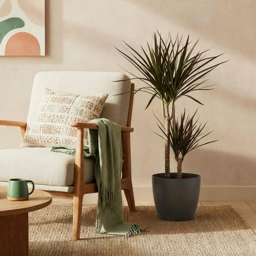 Dracaena Magenta - Drakenbloedboom - incl. pot grijs - pot 21cm - hoogte 90-100cm