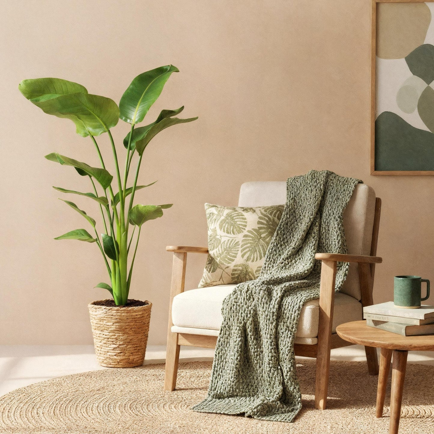 Green BoutiQ - Green is... Kamerplanten - Stelitzia Nicolai - Paradijsvogelbloem - Weinig onderhoud - Groen - 1 Plant - Pot 21cm - Hoogte 110-120cm