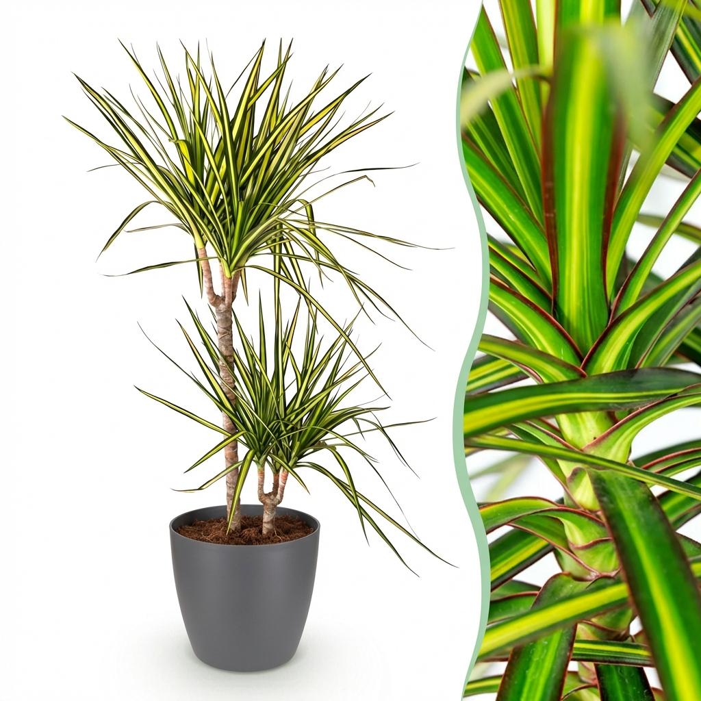 Dracaena Sunray - Drakenbloedboom - incl. pot grijs - pot 21cm - hoogte 90-100cm