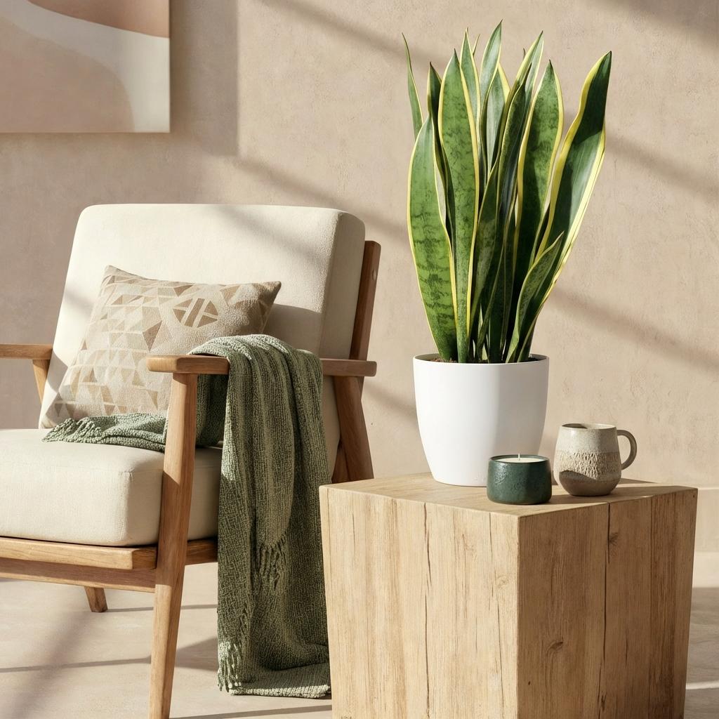 Sansevieria Laurentii - Vrouwentong - incl. pot wit - pot 21cm - hoogte 70-80cm