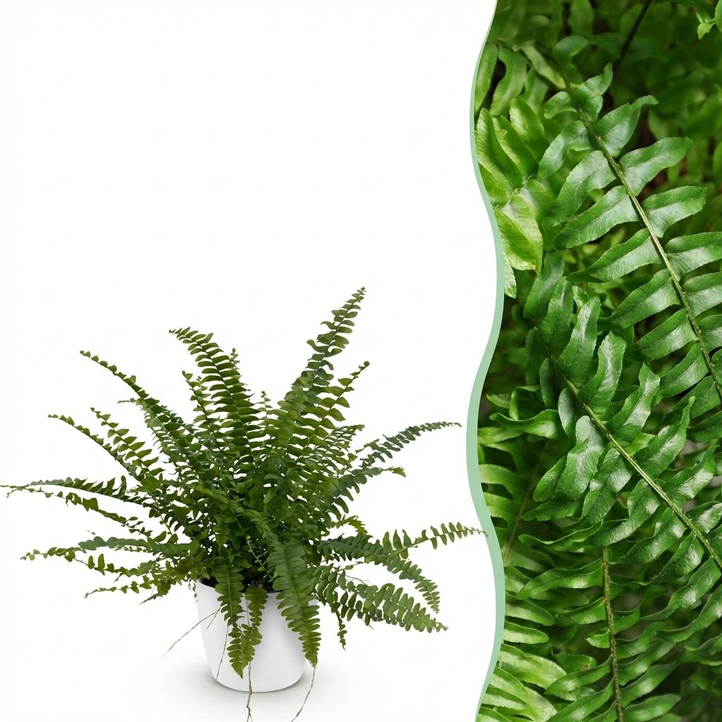 Green boutiQ - Kamerplant - Nephrolepsis exaltata Green Lady - Varen - Huisdiervriendelijke Plant - Groen - 1 Plant - met Potter Wit - Pot 12cm - Hoogte 25cm