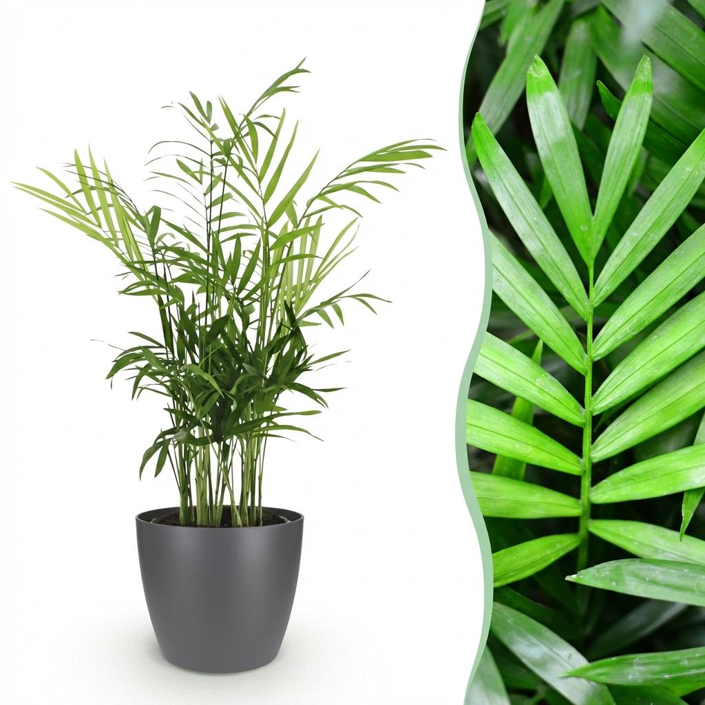Green boutiQ - Kamerplant - Chamaedorea elegans - Goudpalm - Huisdiervriendelijke Plant - Groen - 1 Plant - met Potter Grijs - Pot 12cm - Hoogte 15cm