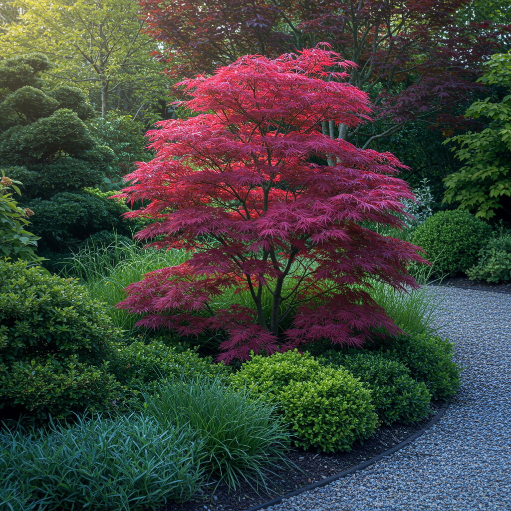 Acer palmatum 'Atropurpureum' - Japans esdoorn - hoogte 70cm