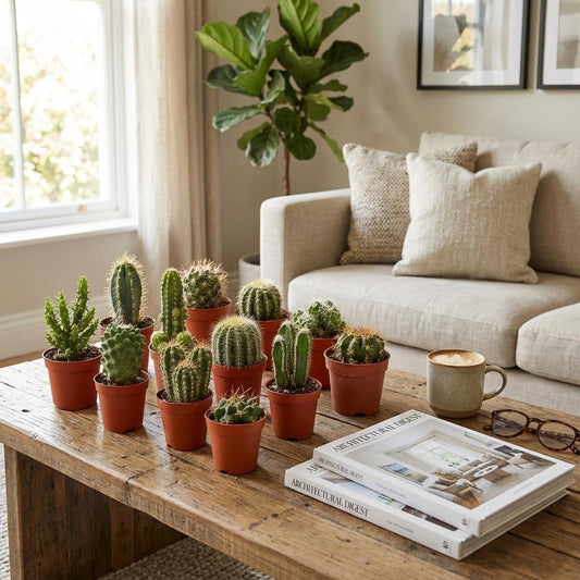 Mini Cactus Set - 9 Stuks - Ø 5.5 cm - Hoogte: 5-10 cm