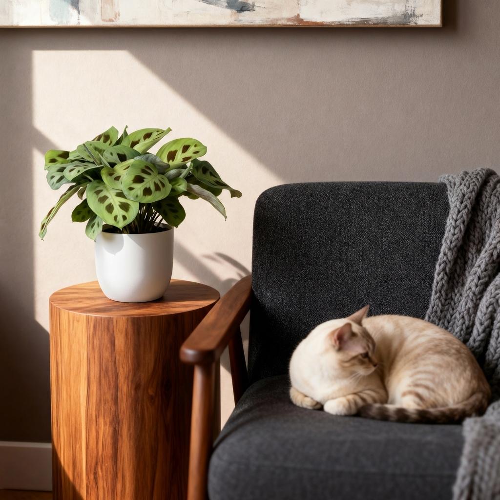 Green boutiQ - Kamerplant - Maranta Fascinator Kerchoveana - Zebraplant - Huisdiervriendelijke Plant - Groen - 1 Plant - met Potter Wit - Pot 12cm - Hoogte 25cm