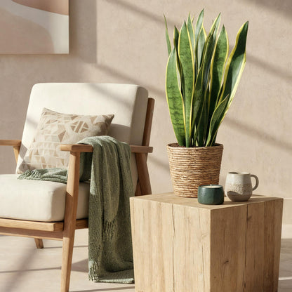 Sansevieria Laurentii - Vrouwentong - incl. mand - pot 21cm - hoogte 70-80cm