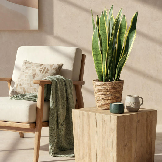 Sansevieria Laurentii - Vrouwentong - incl. mand - pot 21cm - hoogte 70-80cm