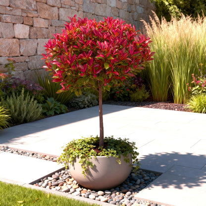 Photinia fraseri 'Carre Rouge' op stam - Glansmispel - hoogte 90cm