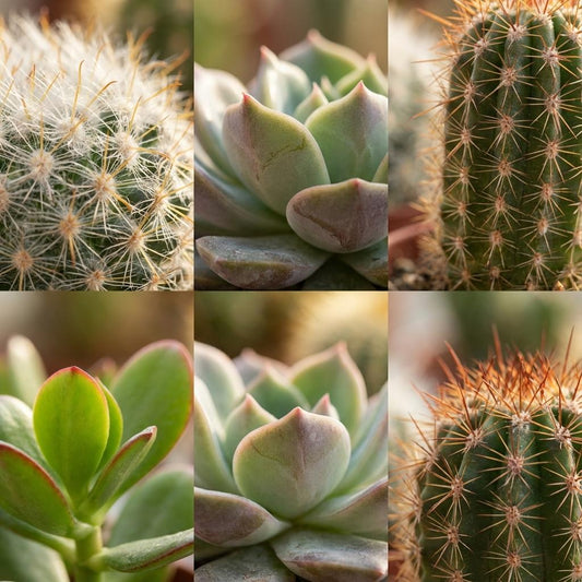 Mini Cactus & Succulenten Mix - 6 Stuks - Ø 8,1 cm - Hoogte: 5-10 cm - Terracotta Potten
