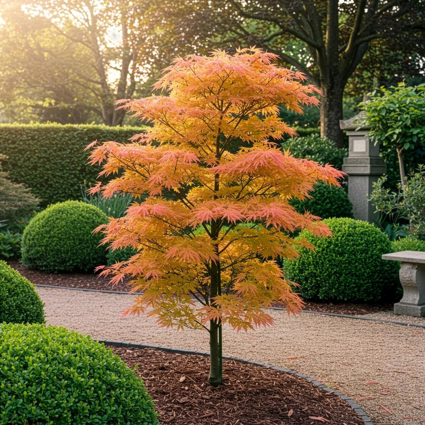 Green boutiQ - Tuinplant - Acer palmatum Katsura - Oranje - 1 Plant - Bladverliezend - Weinig Onderhoud - Pot 12cm Hoogte 35cm