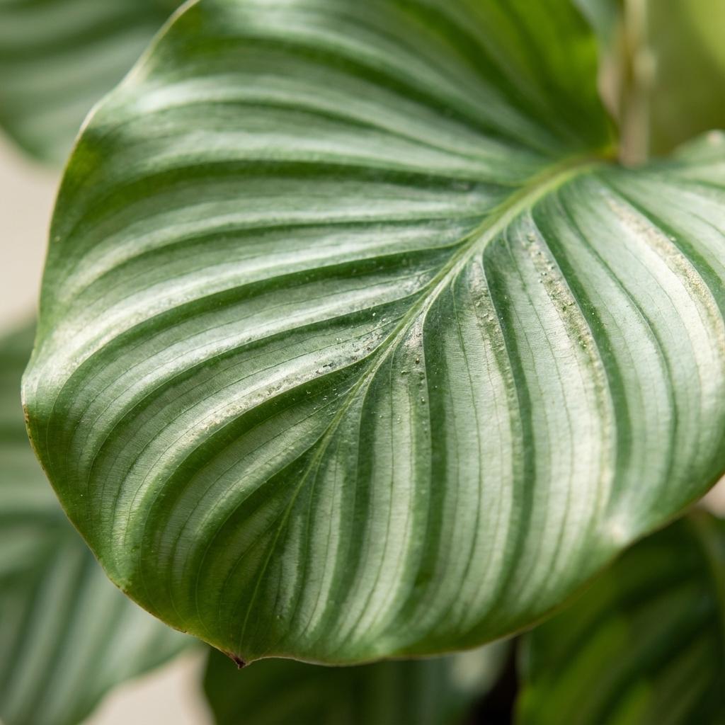 Calathea Orbifolia met Potter wit - 65cm - Ø21