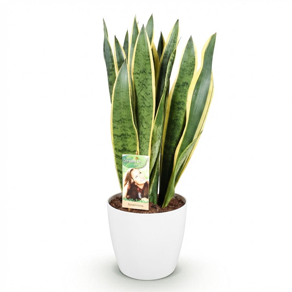 Sansevieria Laurentii - Vrouwentong - incl. pot wit - pot 21cm - hoogte 70-80cm