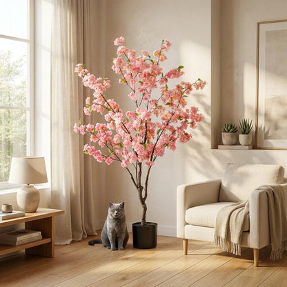 Kunstplant - Prunus - Kersenbloesem - Roze - 135cm