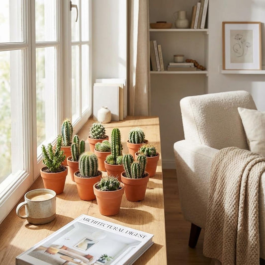 Mini Cactus Mix - 3 Stuks - Ø 8,1 cm - Hoogte: 5-10 cm - Terracotta Potten