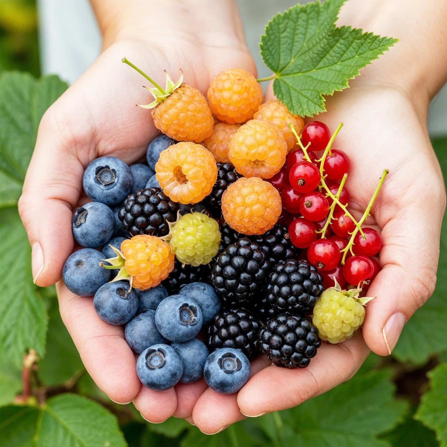 Fruitplantenmix Geanne - 2x Rode Bes, 2x Gele Framboos, 2x Zwarte Braam, 2x Blauwe Bes