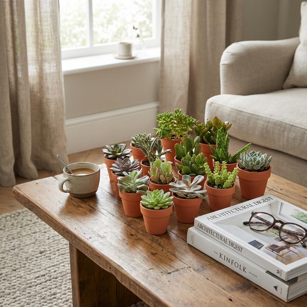Mini Succulenten Mix - 12 Stuks - Ø 8,1 cm - Hoogte: 5-10 cm - Terracotta Potten