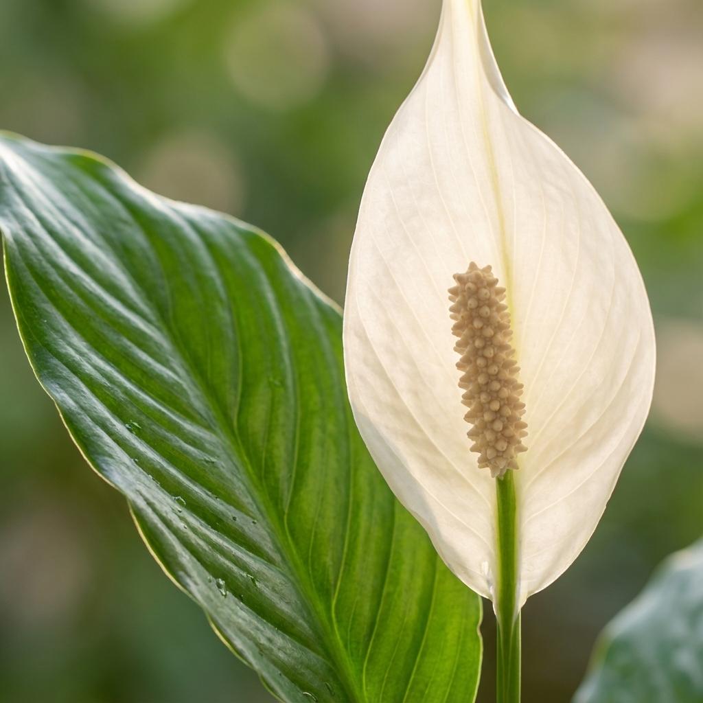 Spathiphyllum met Potter grijs - 80cm - Ø21