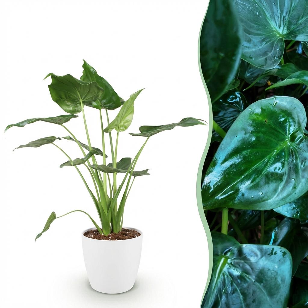 Alocasia Cucullata - Boeddha,s hand - incl. pot wit - pot 21cm - hoogte 65-70cm