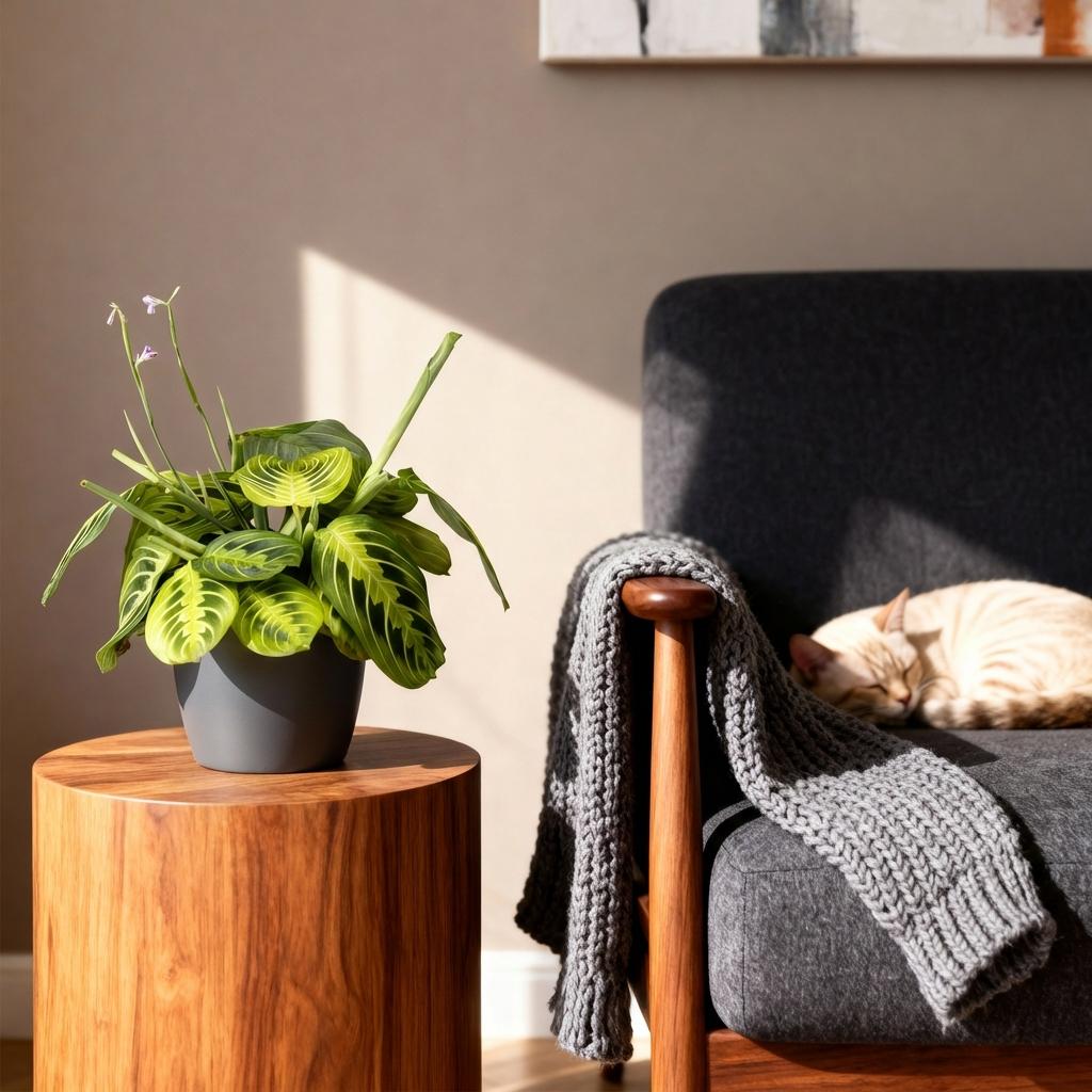 Green boutiQ - Kamerplant - Maranta Fascinator Lemon Lime - Gebedsplant - Huisdiervriendelijke Plant - Groen - 4 Planten - met Potter Grijs - Pot 12cm - Hoogte 25cm