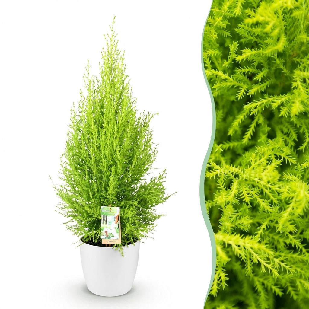 Cupressus Gold Crest Wilma - Kamerconifeer - incl. pot wit - pot 21cm - hoogte 85-95cm
