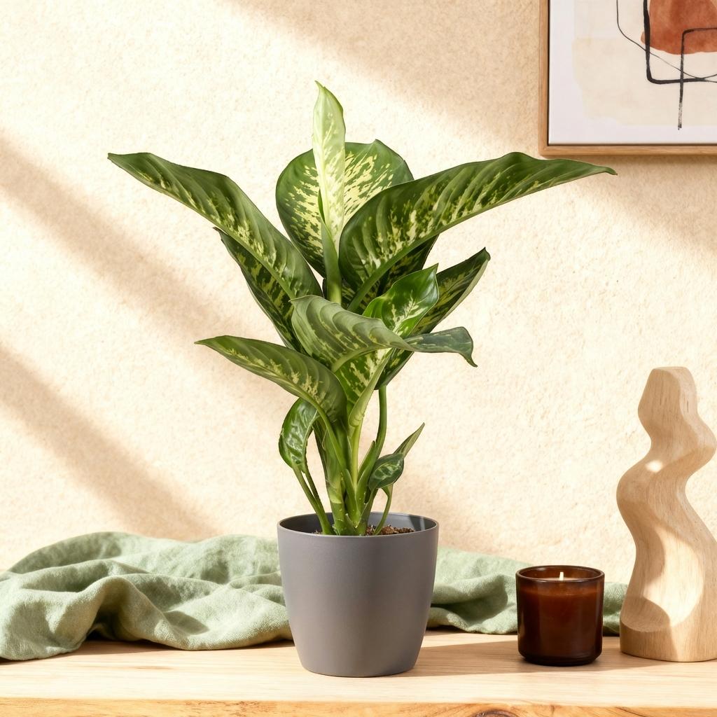 Diefenbachia Tropic Snow - Dieffenbachia - incl. pot grijs - pot 21cm - hoogte 90-100cm
