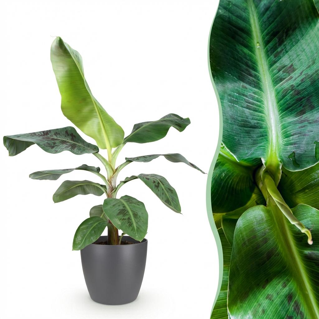 Musa acuminata Dwarf Cavendisch - Bananenplant - incl. pot grijs - pot 21cm - hoogte 70-75cm